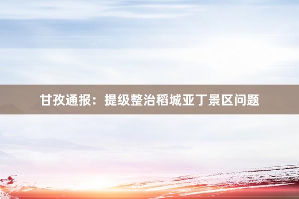 甘孜通报：提级整治稻城亚丁景区问题