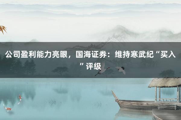 公司盈利能力亮眼，国海证券：维持寒武纪“买入”评级