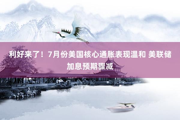 利好来了！7月份美国核心通胀表现温和 美联储加息预期骤减