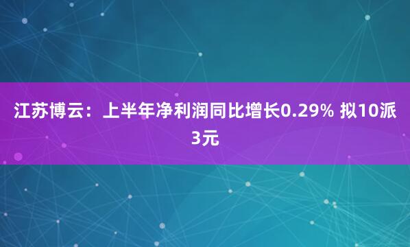 江苏博云：上半年净利润同比增长0.29% 拟10派3元