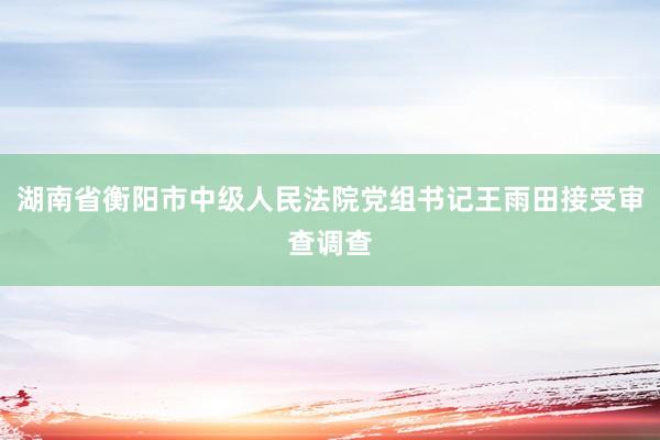 湖南省衡阳市中级人民法院党组书记王雨田接受审查调查