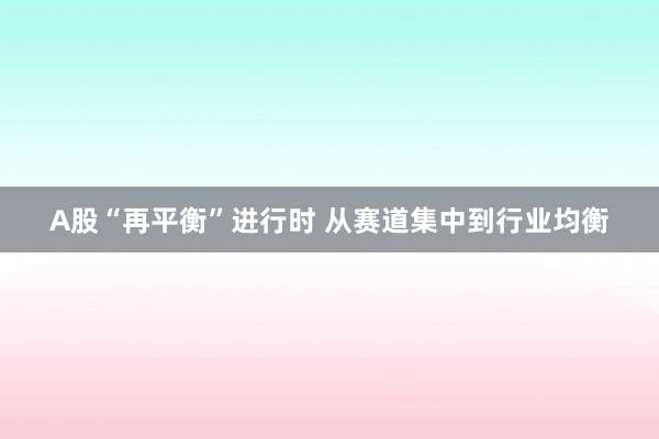 A股“再平衡”进行时 从赛道集中到行业均衡
