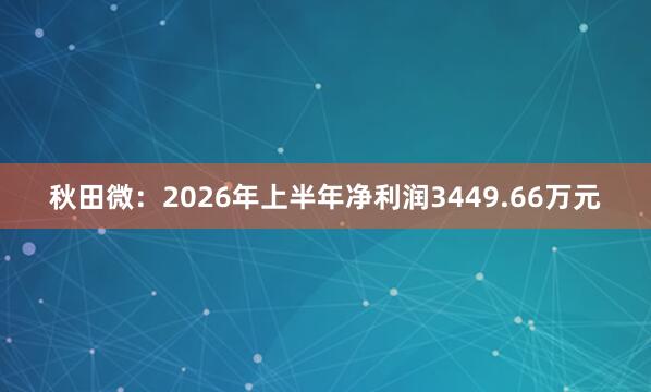 秋田微：2026年上半年净利润3449.66万元