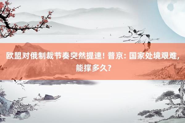 欧盟对俄制裁节奏突然提速! 普京: 国家处境艰难, 能撑多久?