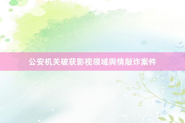 公安机关破获影视领域舆情敲诈案件