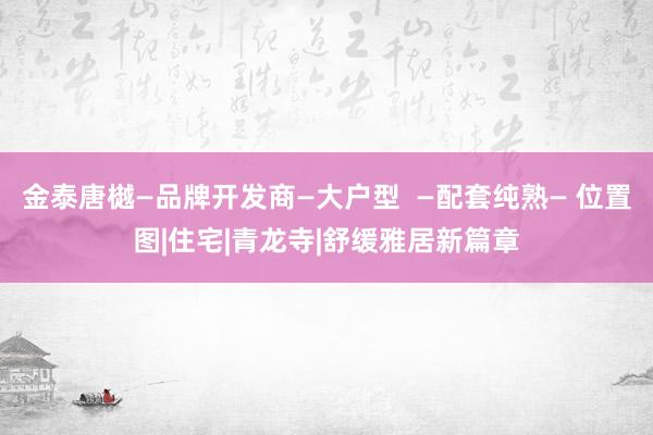 金泰唐樾—品牌开发商—大户型  —配套纯熟— 位置图|住宅|青龙寺|舒缓雅居新篇章