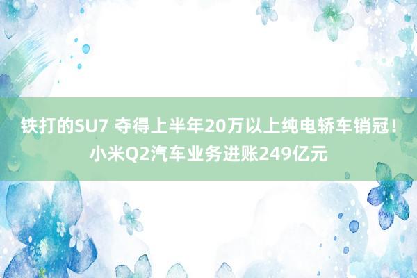 铁打的SU7 夺得上半年20万以上纯电轿车销冠！小米Q2汽车业务进账249亿元