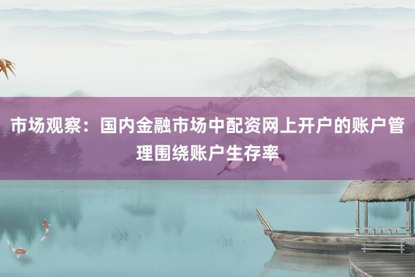 市场观察：国内金融市场中配资网上开户的账户管理围绕账户生存率