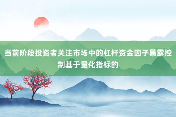 当前阶段投资者关注市场中的杠杆资金因子暴露控制基于量化指标的