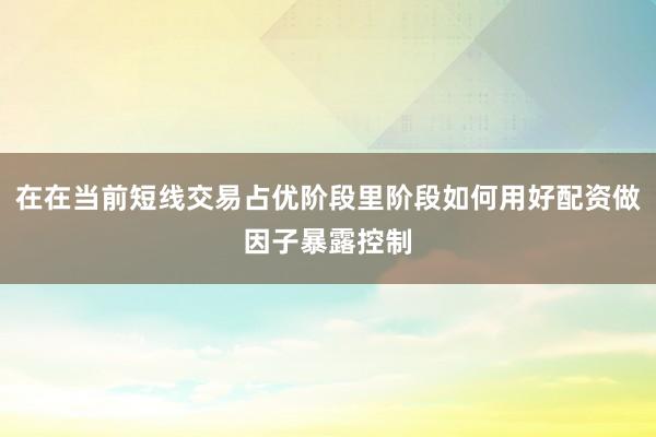 在在当前短线交易占优阶段里阶段如何用好配资做因子暴露控制