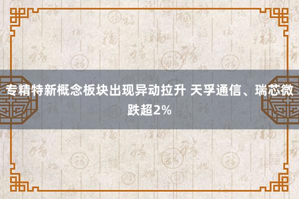 专精特新概念板块出现异动拉升 天孚通信、瑞芯微跌超2%