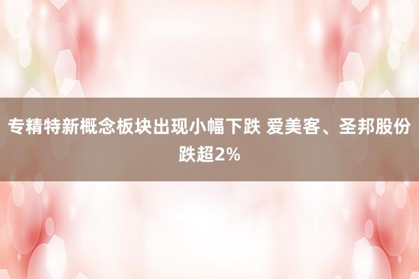 专精特新概念板块出现小幅下跌 爱美客、圣邦股份跌超2%