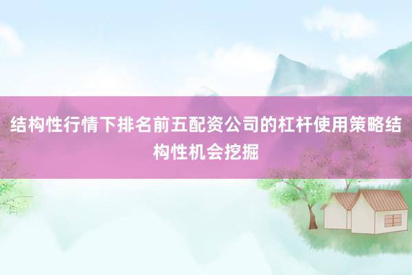 结构性行情下排名前五配资公司的杠杆使用策略结构性机会挖掘