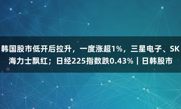 韩国股市低开后拉升，一度涨超1%，三星电子、SK海力士飘红；日经225指数跌0.43%｜日韩股市