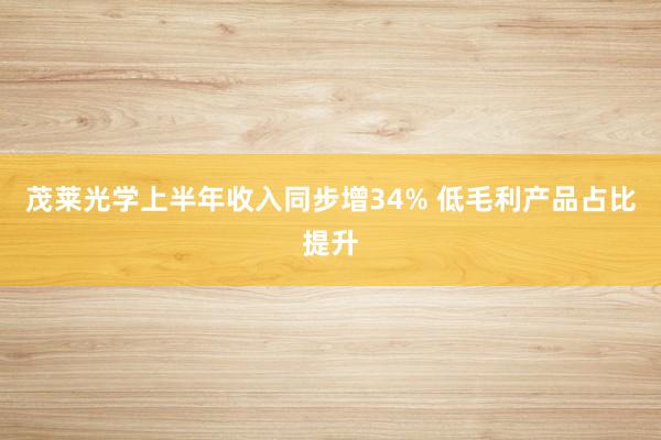 茂莱光学上半年收入同步增34% 低毛利产品占比提升