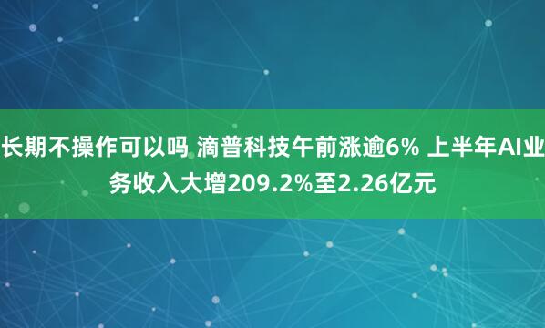 长期不操作可以吗 滴普科技午前涨逾6% 上半年AI业务收入大增209.2%至2.26亿元