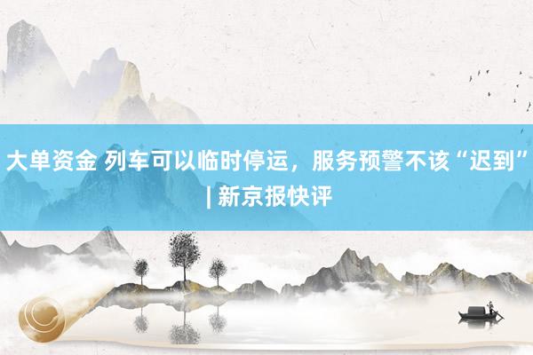 大单资金 列车可以临时停运，服务预警不该“迟到” | 新京报快评
