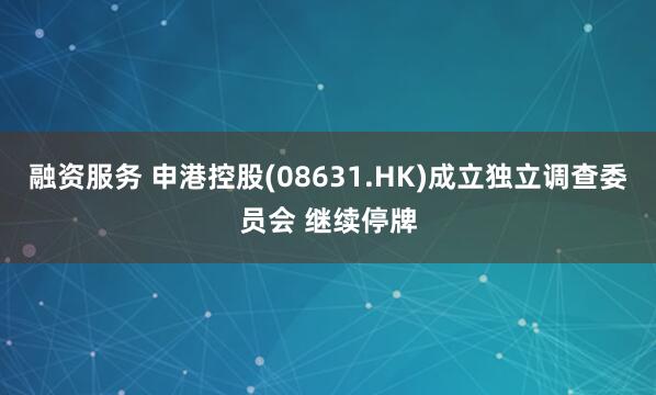 融资服务 申港控股(08631.HK)成立独立调查委员会 继续停牌
