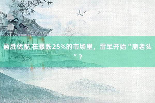 盈胜优配 在暴跌25%的市场里,雷军开始“崩老头”?