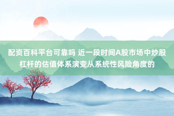 配资百科平台可靠吗 近一段时间A股市场中炒股杠杆的估值体系演变从系统性风险角度的