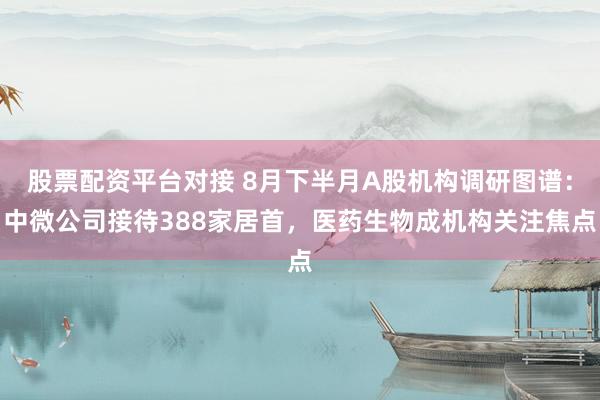 股票配资平台对接 8月下半月A股机构调研图谱：中微公司接待388家居首，医药生物成机构关注焦点