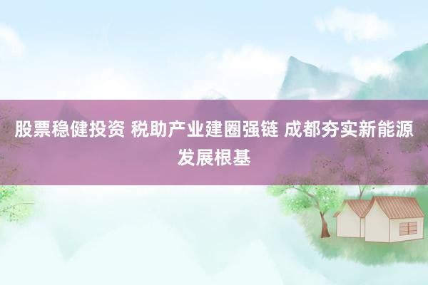 股票稳健投资 税助产业建圈强链 成都夯实新能源发展根基