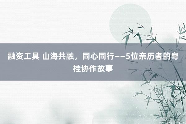 融资工具 山海共融，同心同行——5位亲历者的粤桂协作故事