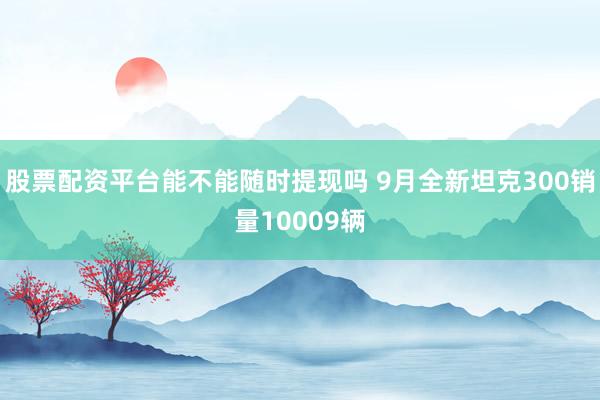 股票配资平台能不能随时提现吗 9月全新坦克300销量10009辆